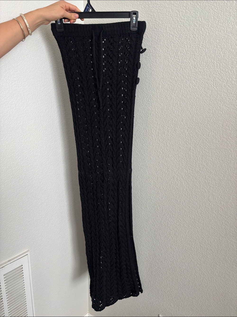 JLUXLABEL Black Cable Knit Maxi Skirt